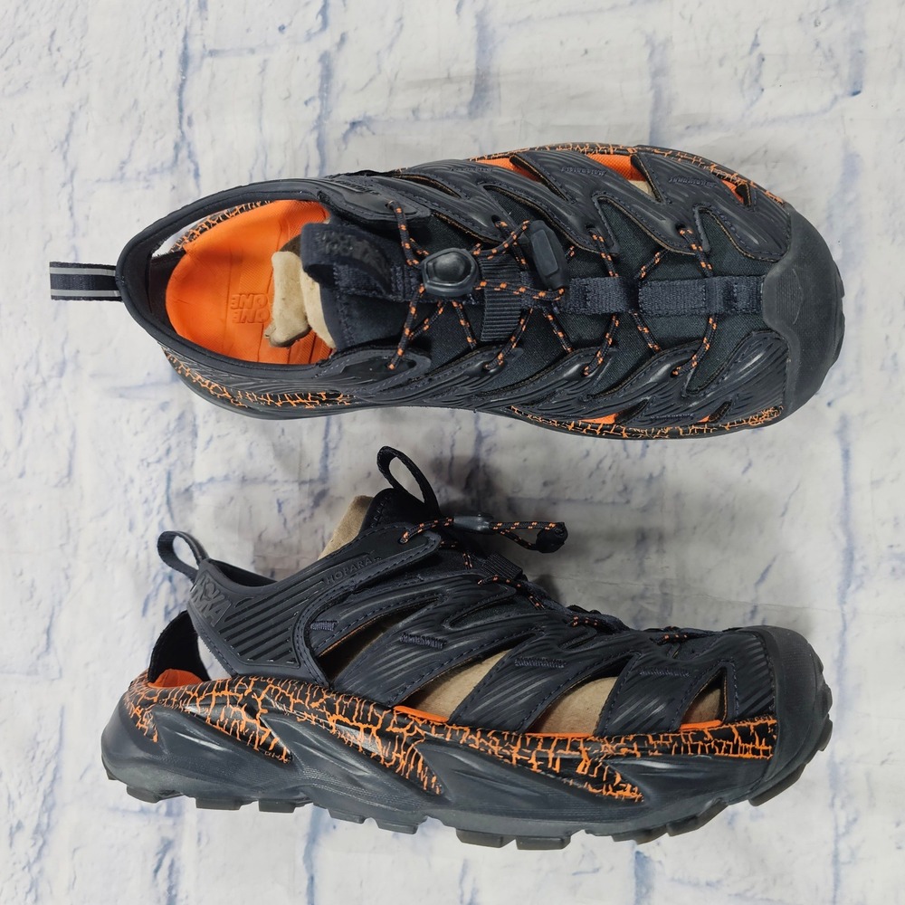 Hoka Hopara Mountain Sandal Mens 8.5 Black Orange Hiking Trail Water Shoes